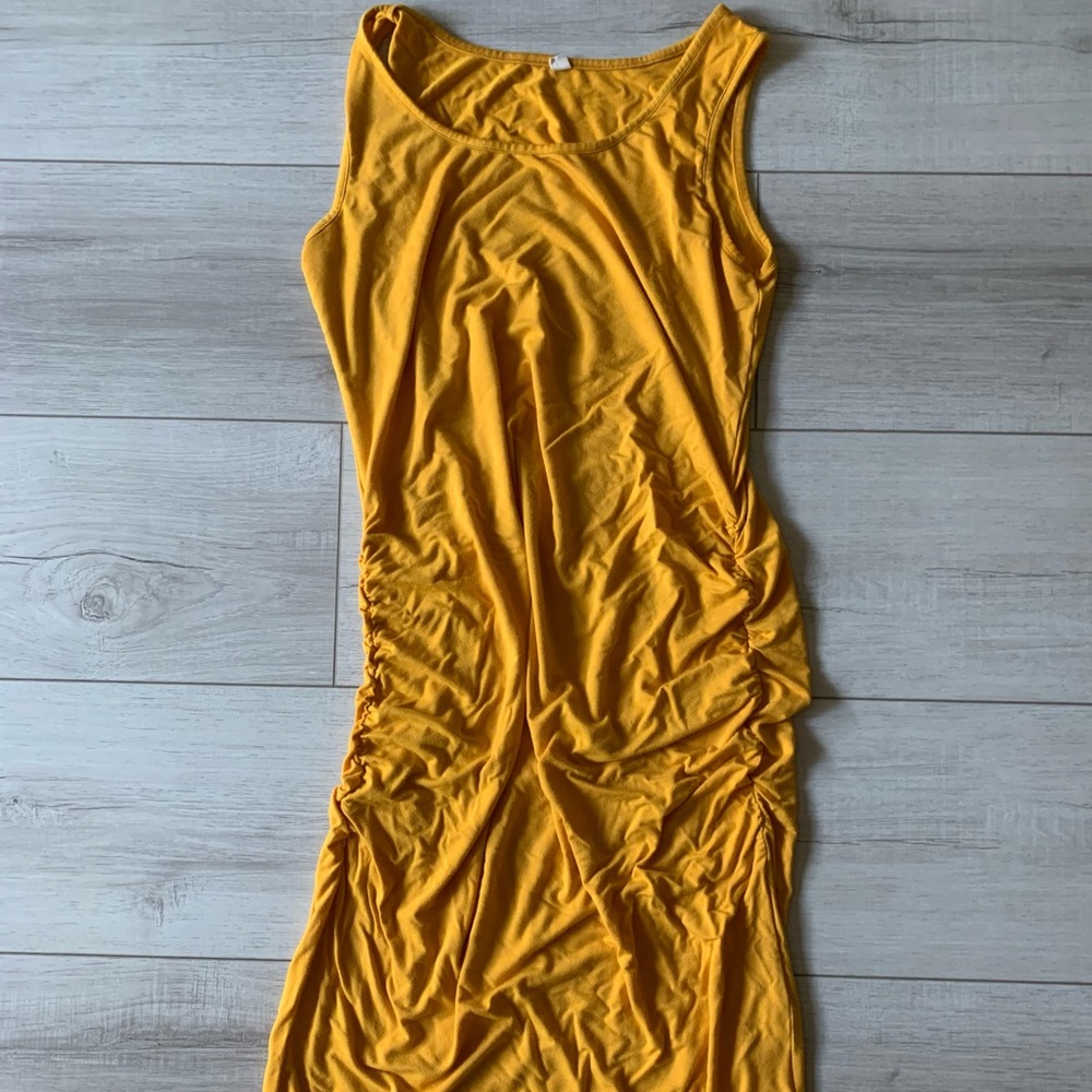 Maternity mustard yellow form fitting dress